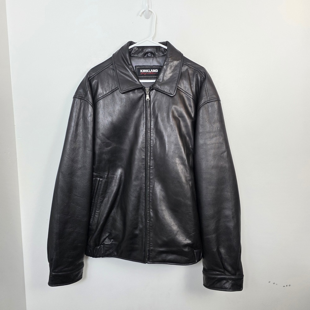 Vintage Kirkland Dark Brown Genuine Leather Zip Up Sleek Going Out Jacket 2XL
